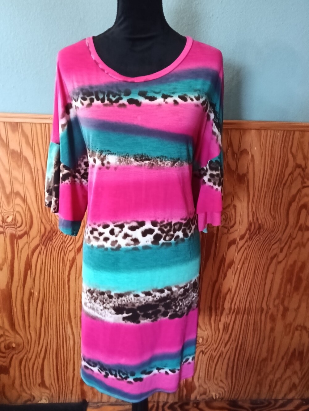 Pink, Teal and Leppard Dress